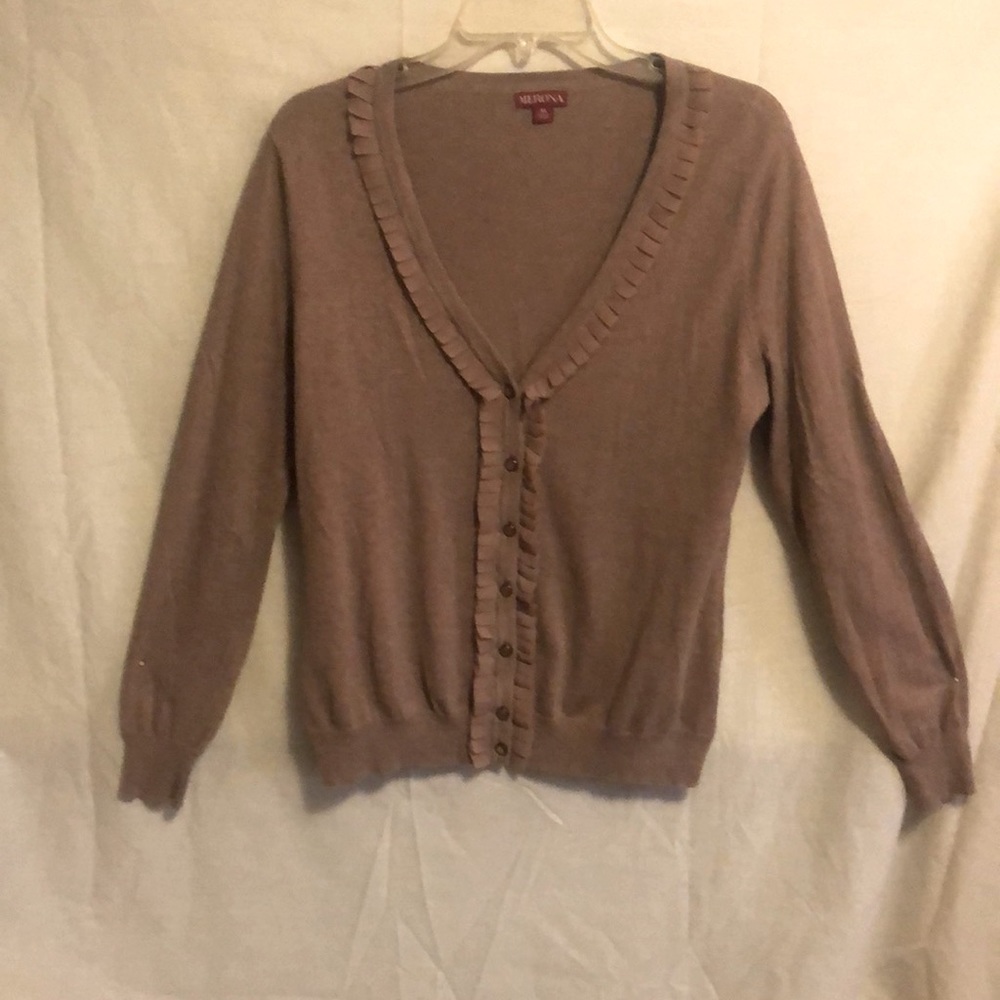 Merona ruffle ribbon trimmed sweater size large